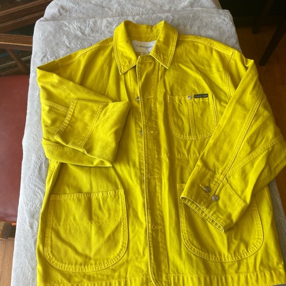 Calvin Klein Vibrant Yellow Chore Coat size large Jacket - Picture 1 of 8